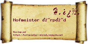 Hofmeister Árpád névjegykártya