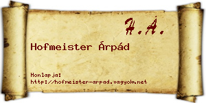 Hofmeister Árpád névjegykártya