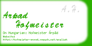 arpad hofmeister business card