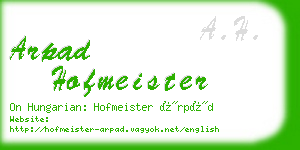 arpad hofmeister business card